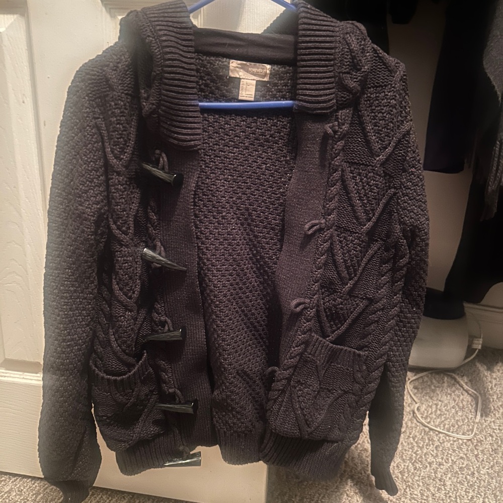 Cozy Black Knit Kids Jacket